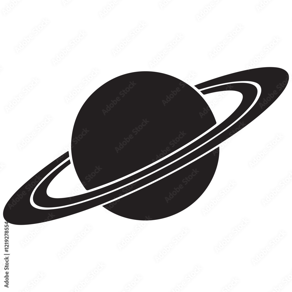 Planet Saturn with planetary ring vector, cosmos and planet silhouette Planet Saturn with planetary ring vector, cosmos and planet silhouette