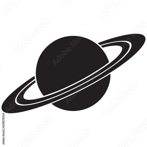 Planet Saturn with planetary ring vector, cosmos and planet silhouette