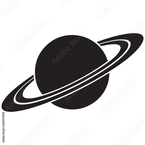 Planet Saturn with planetary ring vector, cosmos and planet silhouette