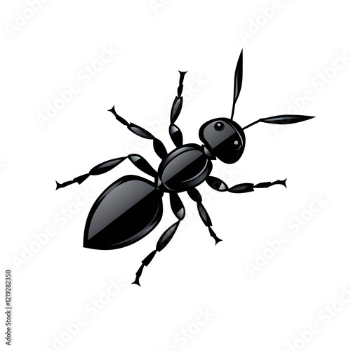 Stylized Ant Silhouette with Transparent Background
