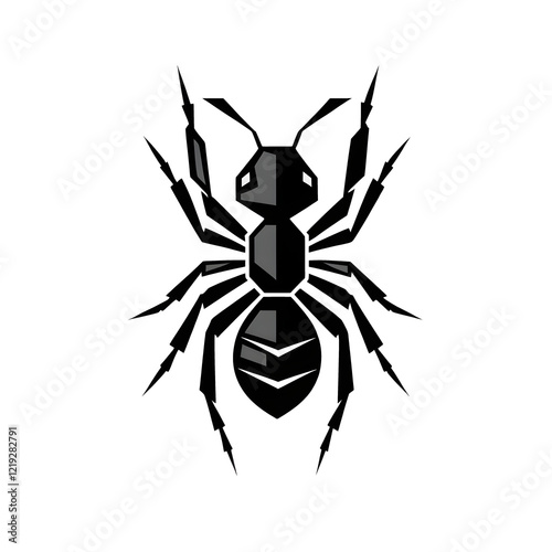 Minimalistic Black Ant Vector Illustration with Detailed Segments
