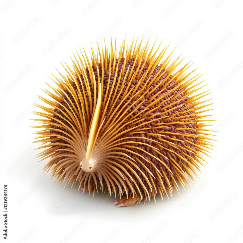 Fototapeta premium Golden Spiny Creature, 3D Render.