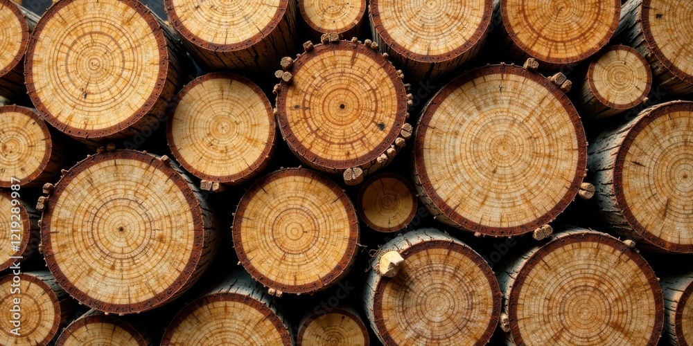 A Collection of Stacked Tree Cross Sections Revealing Detailed Growth Rings, Illustrating Nature's Patterns and the Passage of Time A Collection of Stacked Tree Cross Sections Revealing Detailed Growth Rings, Illustrating Nature's Patterns and the Passage of Time