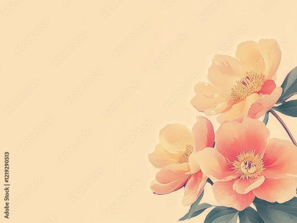 Fototapeta premium Beautiful peony flowers in soft pastel tones