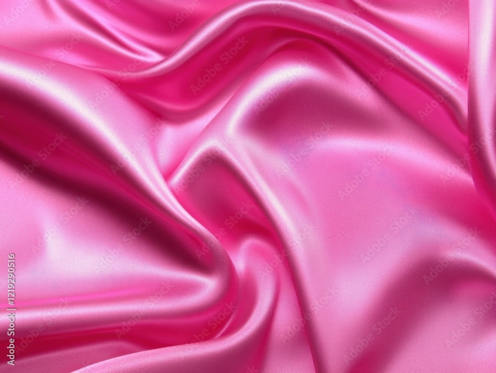 Obraz premium Close-up of pink satin fabric texture background with soft light and shadow, white light reflection on the surface