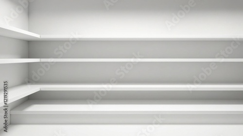 Wallpaper Mural Empty White Corner Shelves A Clean Minimalist Display for Product Placement or Interior Design Projects Torontodigital.ca