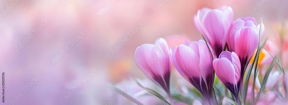 Colorful spring flowers background banner with copy space, in pastel colors of pink and purple, yellow and white, delicate and dreamy, depicting a floral field with detailed and soft-focus Colorful spring flowers background banner with copy space, in pastel colors of pink and purple, yellow and white, delicate and dreamy, depicting a floral field with detailed and soft-focus