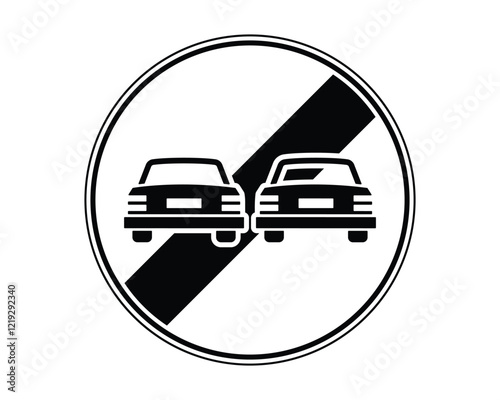 Traffic Sign Indicating End of No Overtaking Zone on Public Roads, High-Quality Vectorial Stock Image