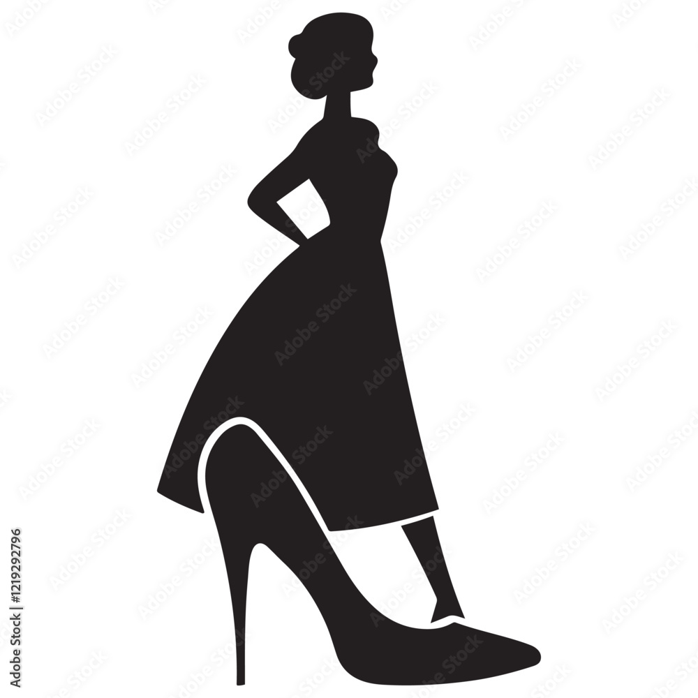 woman high heel icon, shoe high heel vector silhouette woman high heel icon, shoe high heel vector silhouette