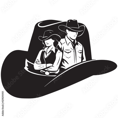 Women summer hat silhouette, black and white silhouette, vector and illustration