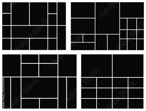 Set of 4 rectangle photo collage template. 
