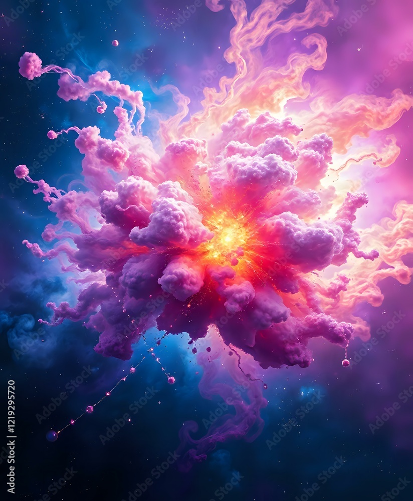 Fototapeta premium Cosmic Explosion in Vibrant Pink and Purple Galaxy