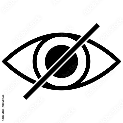 Hidden from view eye icon. Simple graphic representing visual privacy or restricted access or masked password.