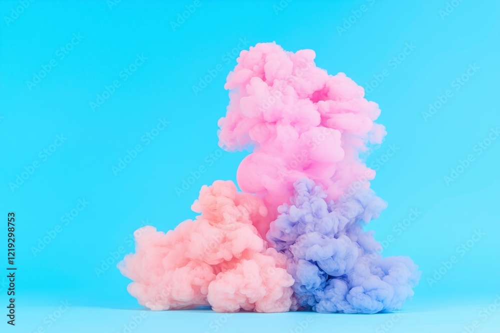 Fototapeta premium Colorful Smoke Plume on Blue Background Creating Artistic Visual Effects