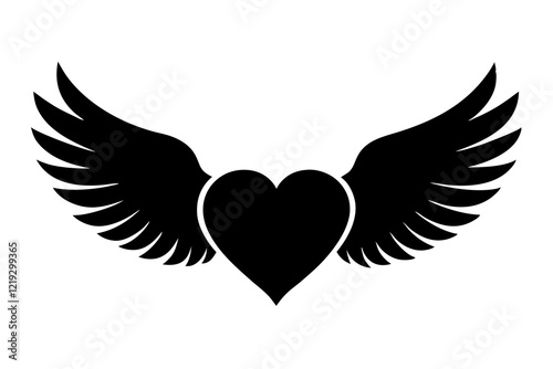 heart with wings silhouette vector