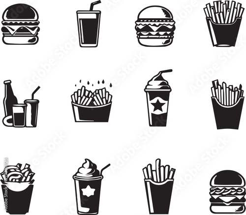 Delicious fast food icon set 