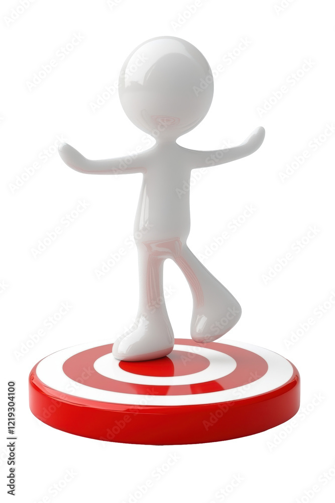Isolated 3D Figure Standing on Target Isolated 3D Figure Standing on Target
