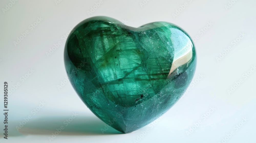 Emerald, a deep green, heart-shaped gemstone Emerald, a deep green, heart-shaped gemstone