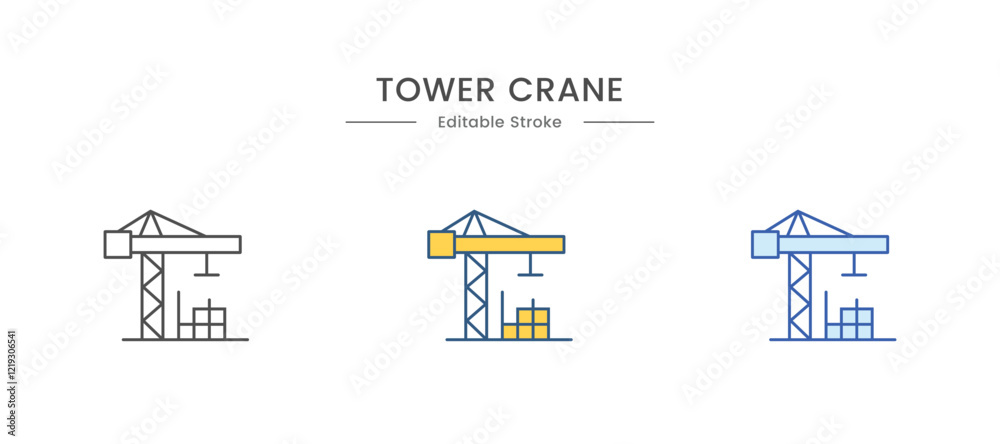 Construction crane icon, simple style. Tower crane in construction site. Vector illustration Construction crane icon, simple style. Tower crane in construction site. Vector illustration