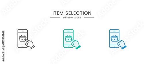 Online shopping item selection vector icon. Select product, click, inventory control, selecting, product outline icon. 