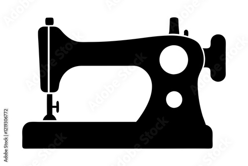 Sewing machine silhouette, sewing machine old retro vintage icon vector illustration 