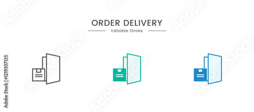 Order Delivery service icon set. Containing order tracking, delivery home, warehouse, courier icons. Solid icons vector collection.
