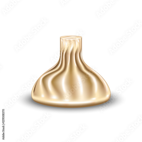 Realistic one boiled khinkali dumpling isolated on white background 3d vector, dish of traditional Georgian cuisine, local gourmet food, culinary artistry, for menu, food blog, and cultural promotion.