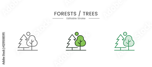 Set of forest and park trees for nature design. Abstract stylized trees for parks and forest. Vector illustration.