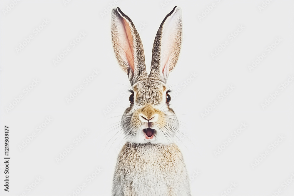 Fototapeta premium Wide-eyed, open-mouthed surprised rabbit