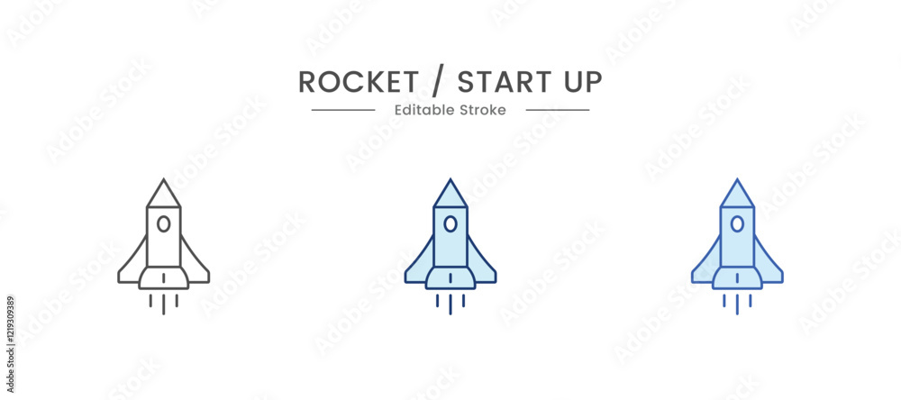 Set of rocket vector icons. Launch spaceship or spacecraft. Rocket fast flying for space. New business start up. Set of rocket vector icons. Launch spaceship or spacecraft. Rocket fast flying for space. New business start up.