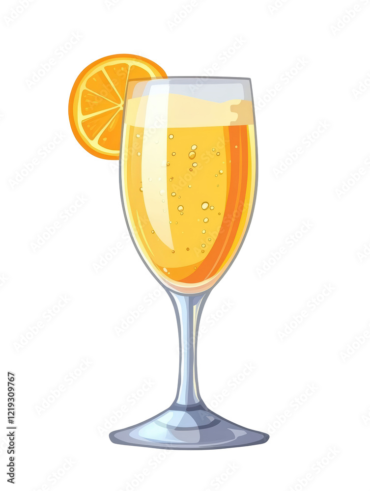 Isolated Champagne Glass with Orange Slice Isolated Champagne Glass with Orange Slice