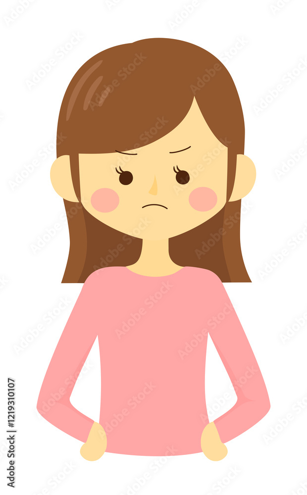 シンプルで可愛い怒っている女性の上半身のイラスト シンプルで可愛い怒っている女性の上半身のイラスト