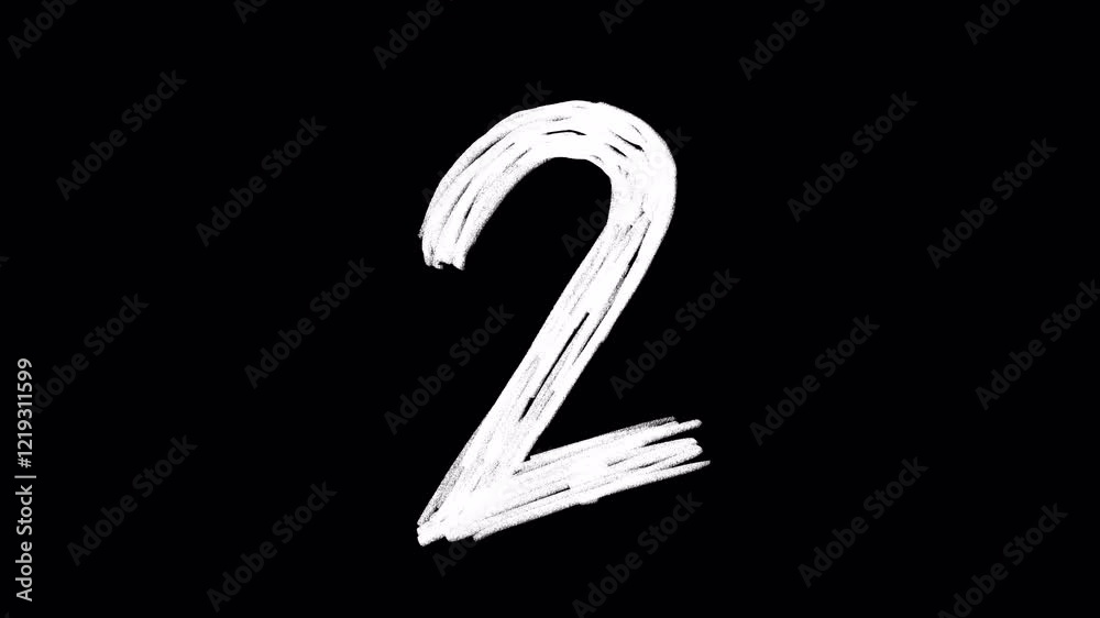 Rough Hand-Drawn Street Numbers Loop Animation with Alpha Channel |hatch line, sketchy, pencil, Wiggle, Countdowns, orders, steps, on Transparent Background