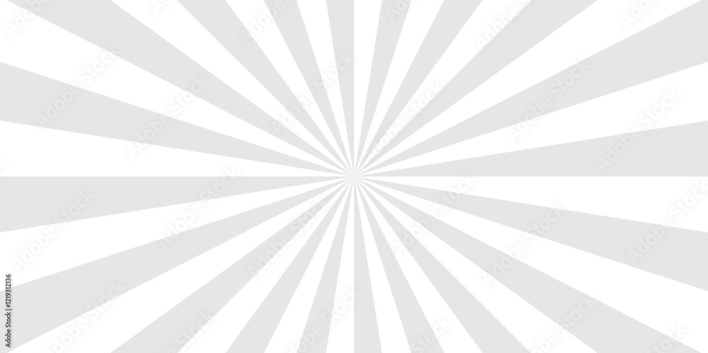 Geometric white and gray diagonal fabric radial summer sunshine explosion energy sunlight glowing sunburst design.