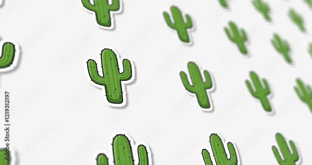 Cactus pattern with movement on black and white background Cactus pattern with movement on black and white background