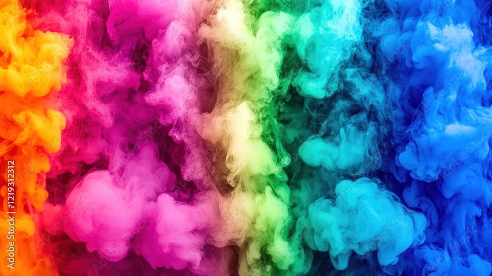 Fototapeta premium Vibrant rainbow colored smoke clouds.