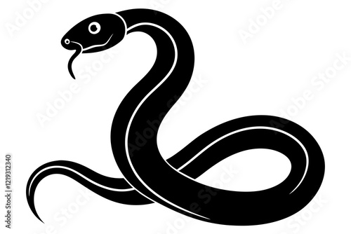 snake icon, snake vector silhouette, Curved snake animal design 