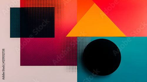 Abstract geometric shapes vibrant colors background design graphic art photo