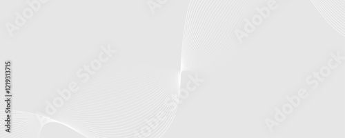 Abstract white wave dynamic curve lines on gray background. Energy technology concept modern backdrop design for business, presentation, banner.