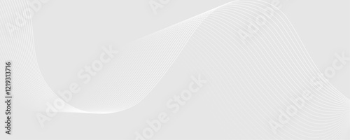 Abstract white wave dynamic curve lines on gray background. Energy technology concept modern backdrop design for business, presentation, banner.