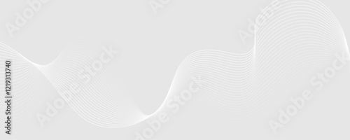 Abstract white wave dynamic curve lines on gray background. Energy technology concept modern backdrop design for business, presentation, banner.