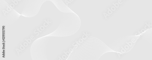 Abstract white wave dynamic curve lines on gray background. Energy technology concept modern backdrop design for business, presentation, banner.