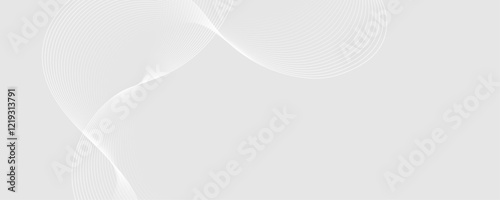Abstract white wave dynamic curve lines on gray background. Energy technology concept modern backdrop design for business, presentation, banner.