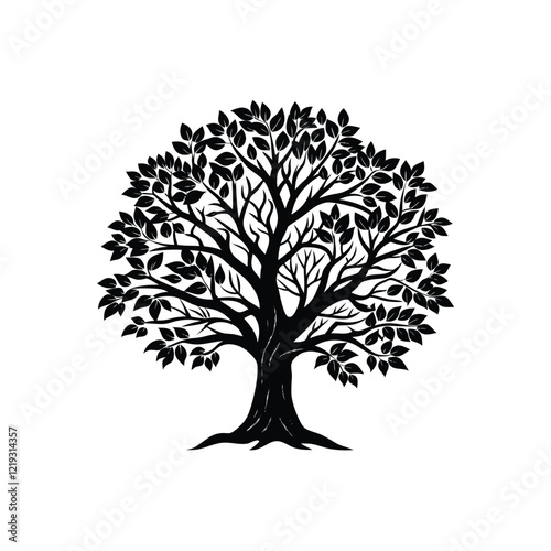 Beautiful vector tree silhouette outline vector icon for nature