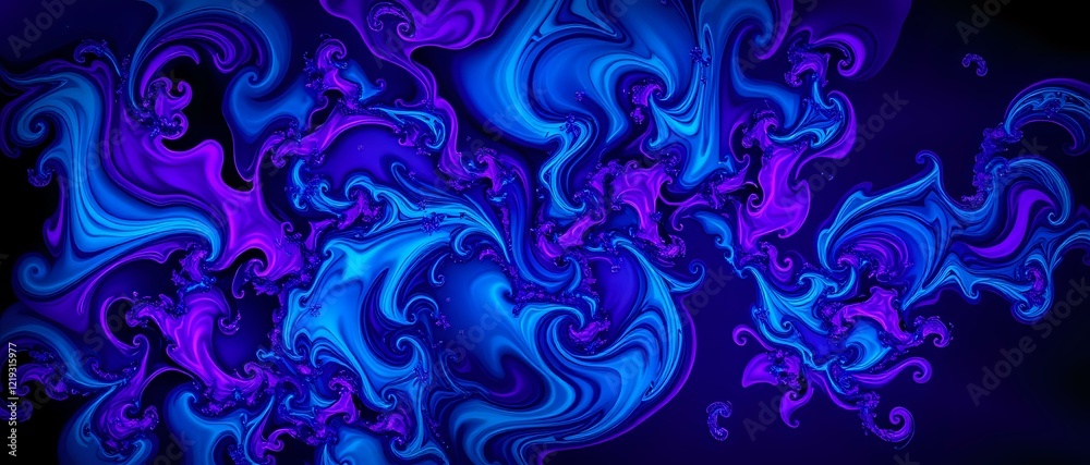 Cosmic Turbulence: Swirling Fractal Patterns in Blue and Purple Cosmic Turbulence: Swirling Fractal Patterns in Blue and Purple