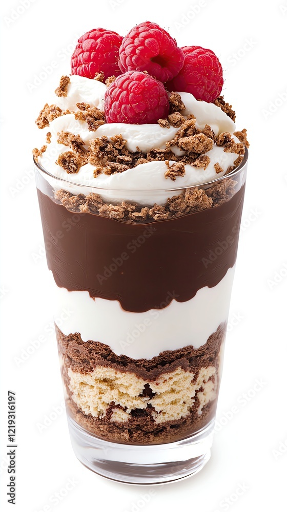 Delicious layered chocolate dessert with raspberries. Delicious layered chocolate dessert with raspberries.