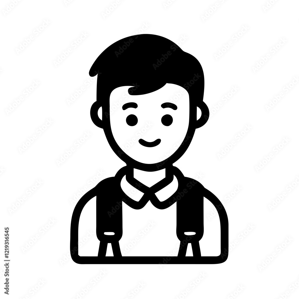 Boy student with backpack outline illustration Boy student with backpack outline illustration
