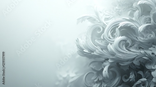 Abstract White Floral Design Swirls and Curves