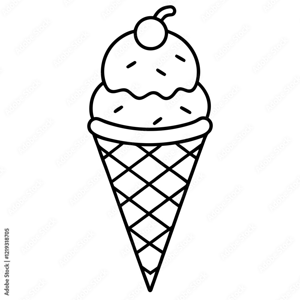 Elegant Line Art of Ice Cream Cones Elegant Line Art of Ice Cream Cones