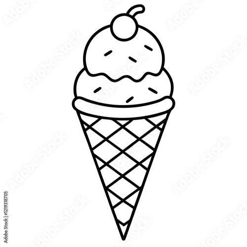 Elegant Line Art of Ice Cream Cones